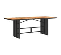 vidaXL Mesa de jardín Superficie Madera Acacia ratán Negro 190x80x75cm, Mesa de Exterior, Mesa de Comedor de jardín, Muebles de jardín, Mesa de Patio