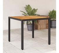 vidaXL Mesa de jardín superficie madera acacia ratán negro 90x90x75 cm