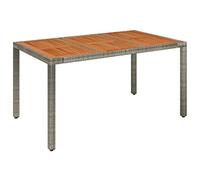 vidaXL Mesa de jardín superficie de madera, ratán PE gris 150x90x75 cm