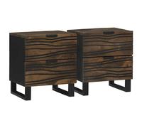 vidaXL Mesa de noche 2 pcs Nogal 40 x 33 x 46 cm Madera de ingeniería