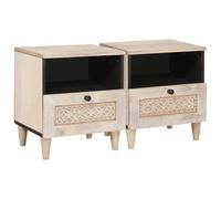 vidaXL Mesitas de noche, 2 unidades, blancas, 40 x 33 x 46 cm, material de madera