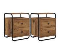 vidaXL Mesita de noche, 2 unidades, madera reciclada, material de madera