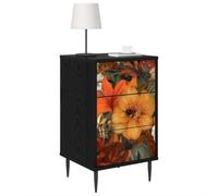 vidaXL Mesa de Noche GENNEP Roble Negro 36 x 33 x 61 cm