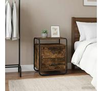 vidaXL Mesita de noche de roble ahumado, fabricada con material de madera