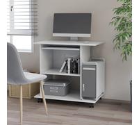 vidaXL Mesa de ordenador madera contrachapada blanco 80x50x75 cm