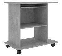 vidaXL Mesa de Ordenador Madera contrachapada Gris hormigón 80x50x75cm