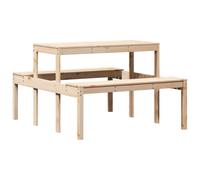 vidaXL Mesa de picnic madera maciza de pino 110x134x75 cm en color Pino natural/Douglas natural/Marrón cera y más | estructura resistente ideal para salón dormitorio o estudio