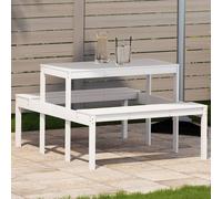 vidaXL Mesa de pícnic madera maciza de pino blanco 110x134x75 cm