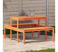 vidaXL Mesa de pícnic madera maciza de pino marrón cera 110x134x75 cm
