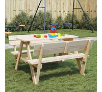 vidaXL Mesa de picnic para 4 niños agujero para sombrilla madera abeto