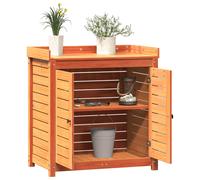 vidaXL Mesa de Plantación con Estantes Banco de Trabajo Macetas Madera Douglas Color Pino natural, Impregnado natural, Blanco y mas
