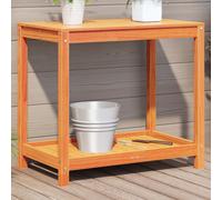 vidaXL Mesa de plantación y estante madera maciza marrón 82,5x50x75 cm