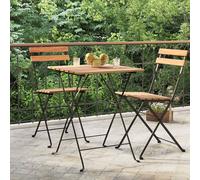 vidaXL Mesa de cafetería plegable teca maciza y acero 55x54x71 cm