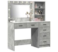 vidaXL Mesa de tocador Gris 78.5 x 41 x 135 cm Madera contrachapada, Espejo LED, tocador Moderno, Almacenamiento Amplio, Mesa Decorativa, Mueble ergonómico, Organizador de habitación