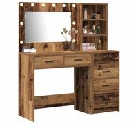 vidaXL Mesa de tocador Marrón 78.5 x 41 x 135 cm Madera contrachapada, Espejo LED, tocador Moderno, Almacenamiento Amplio, Mesa Decorativa, Mueble ergonómico, Organizador de habitación