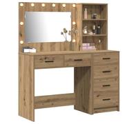 vidaXL Mesa de tocador Marrón 78.5 x 41 x 135 cm Madera contrachapada, Espejo LED, tocador Moderno, Almacenamiento Amplio, Mesa Decorativa, Mueble ergonómico, Organizador de habitación
