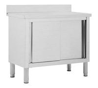 vidaXL Mesa de Trabajo con Puertas correderas 100x50x95 cm INOX