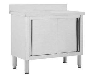 vidaXL Mesa de Trabajo con Puertas correderas 100x50x95 cm INOX