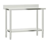 vidaXL: Mesa de trabajo de acero inoxidable para cocina, con borde elevado, 110x55x93 cm