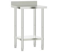 vidaXL Mesa de trabajo de acero inoxidable para cocina, con borde elevado, 55x55x93 cm