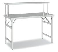 vidaXL: Mesa de trabajo de acero inoxidable para cocina, con superficie superior adicional, 120x60x115 cm