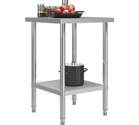 vidaXL: Mesa de trabajo de cocina, 60 x 60 x 85 cm, acero inoxidable