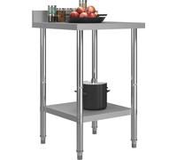 vidaXL: Mesa de trabajo de cocina con borde elevado, 60 x 60 x 93 cm, acero inoxidable