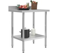 vidaXL: Mesa de trabajo de cocina con borde elevado, 80 x 60 x 93 cm, acero inoxidable