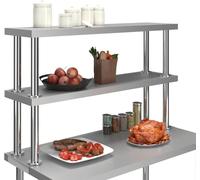 vidaXL: Mesa de trabajo de dos niveles, 120 x 30 x 65 cm, acero inoxidable