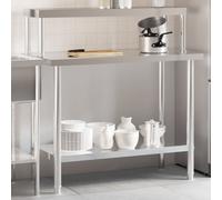 vidaXL Mesa de trabajo para cocina con estante acero inox 110x55x120cm