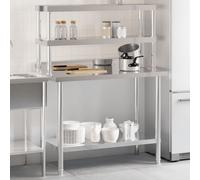 vidaXL Mesa de trabajo de cocina con tabla de corte integrada, 110x55x150 cm, acero inoxidable