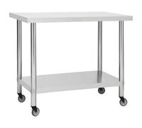 vidaXL Mesa de trabajo para cocina con ruedas acero inox 80x60x85 cm