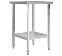 vidaXL Mesa de Trabajo para Cocina Estantes Almacenamiento Preparar y Almacenar Comida Garajes Bares Restaurantes Escuelas Acero Inoxidable 60x60x85 cm