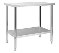 vidaXL Mesa de Trabajo para Cocina Estantes Almacenamiento Preparar y Almacenar Comida Garajes Bares Restaurantes Escuelas Acero Inoxidable 100x60x85 cm