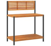 vidaXL Mesa de trabajo para jardín, 90x50x110 cm, madera maciza de acacia y acero