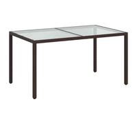 vidaXL Mesa Jardín Comedor Cocina Patio Terraza Balcón Mobiliario Muebles Soporte Exterior Vidrio Templado Ratán Sintético 150x90x75 cm Marrón