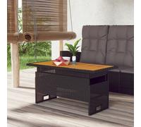 vidaXL Mesa jardín negra 100x50x43/63 cm madera maciza acacia y ratán