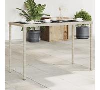 vidaXL Mesa jardín superficie vidrio ratán PE gris claro 115x54x74 cm