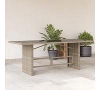 vidaXL Mesa jardín superficie vidrio ratán PE 190x80x74 cm en color Gris claro/Negro/Gris y más | estructura resistente ideal para salón dormitorio o estudio