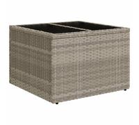 vidaXL Mesa de Jardín con Superficie de Vidrio, Mesita de Centro, Mesa Auxiliar de Exterior, Mesa para Patio Terraza, Ratán PE Gris Claro