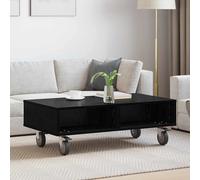 vidaXL Mesa Lateral con Ruedas Roble Negro 90 x 50 x 30 cm