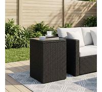 vidaXL Mesa lateral Negro ratán sintético