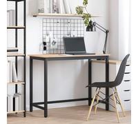 vidaXL Mesa Natural 100 x 50 x 77 cm – Madera ingenierizada y acero, Ajustable, Rectangular