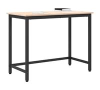vidaXL Mesa Natural 100 x 50 x 77 cm – Madera ingenierizada y acero, Ajustable, Rectangular