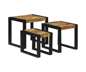 vidaXL Mesa Nido 3 uds. Marrón y Negro 50 x 40 x 45 cm