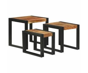vidaXL Mesa Nido 3 uds. Marrón y Negro 50 x 40 x 45 cm