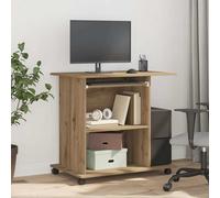 vidaXL Mesa ordenador madera contrachapada roble artesanal 80x50x75cm