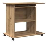 vidaXL Mesa ordenador madera contrachapada roble artesanal 80x50x75 cm