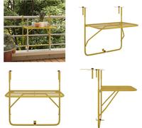 vidaXL Mesa para balcón dorada, 60x40 cm, acero - Mesa para balcón - Mesas para balcón - Mesa colgante - Mesa para balcón tipo bar