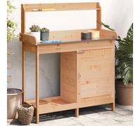 vidaXL Mesa para macetas con armario madera de abeto 110,5x45x124,5 cm